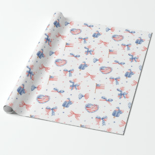 Waterverf Strik Bogen 4 Juli Patroon Cadeaupapier
