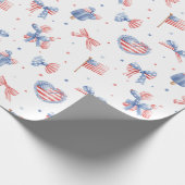 Waterverf Strik Bogen 4 Juli Patroon Cadeaupapier (Hoek)