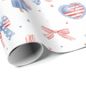 Waterverf Strik Bogen 4 Juli Patroon Cadeaupapier (Rol Hoek)