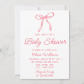 Waterverf strik roze hand geschreven baby meisje d kaart (Voorkant)