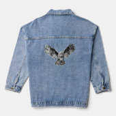 Waterverf Striking Owl Hunting Bird Wildlife Art Denim Jacket (Achterkant)