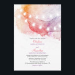waterverf String Lights Elegante bruiloft Kaart<br><div class="desc">Hand geschilderde waterverf huwelijksuitnodiging met blush roze,  geel en paarse - zonsondergang kleuren. Schattigee casual en eenvoudige string lichten bruiloft uitnodiging voor moderne of vintage bruiloft thema.</div>