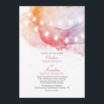 waterverf String Lights Elegante bruiloft Kaart<br><div class="desc">Hand geschilderde waterverf huwelijksuitnodiging met blush roze,  geel en paarse - zonsondergang kleuren. Schattigee casual en eenvoudige string lichten bruiloft uitnodiging voor moderne of vintage bruiloft thema.</div>