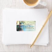 Waterverf String Lights Palms Beach Bruiloft Etiket (Insitu)