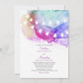 waterverf String Lights Romantische bruiloft Kaart (Voorkant)