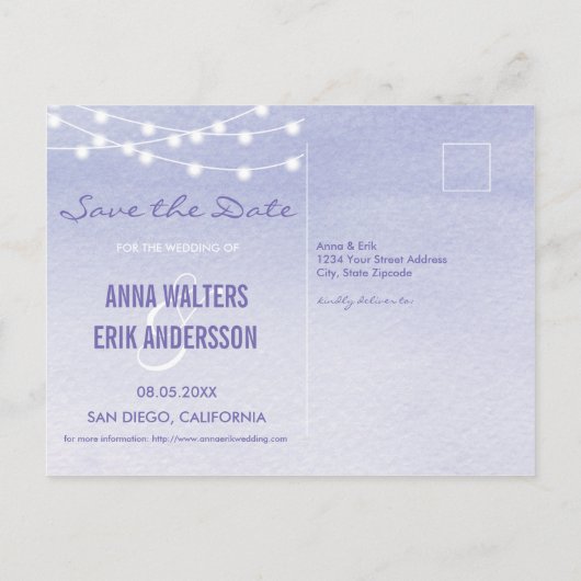 Waterverf String Lights Sla het Briefkaart Datum o (Achterkant)