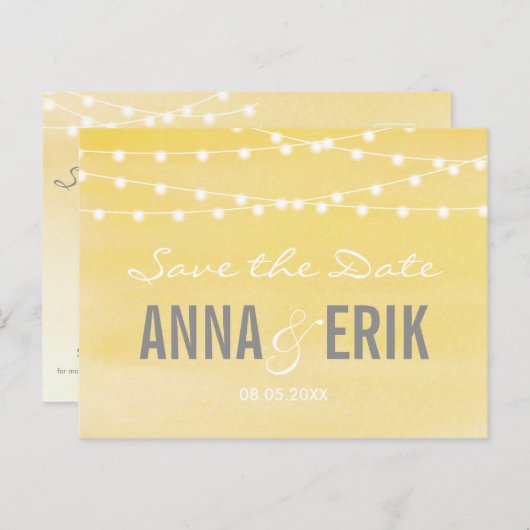 Waterverf String Lights Sla het Briefkaart Datum o (Voorkant / Achterkant)