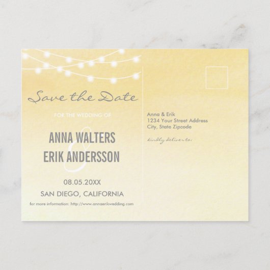 Waterverf String Lights Sla het Briefkaart Datum o (Achterkant)