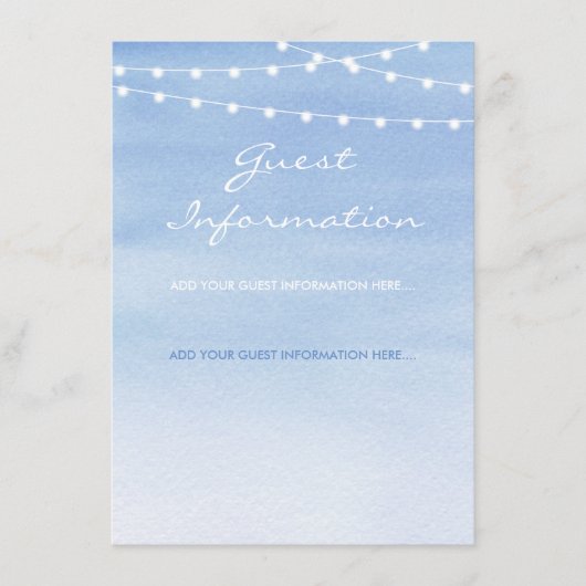 Waterverf String Lights Wedding Informatiekaartje (Voorkant)