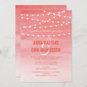 Waterverf String Lights Wedding Kaart (Voorkant / Achterkant)