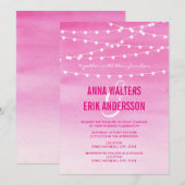 Waterverf String Lights Wedding Kaart (Voorkant / Achterkant)