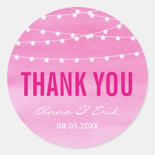 Waterverf String Lights Wedding Ronde Sticker (Voorkant)