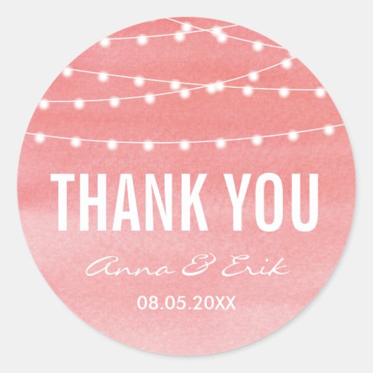 Waterverf String Lights Wedding Ronde Sticker (Voorkant)