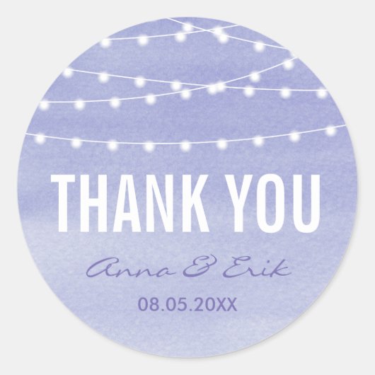 Waterverf String Lights Wedding Ronde Sticker (Voorkant)