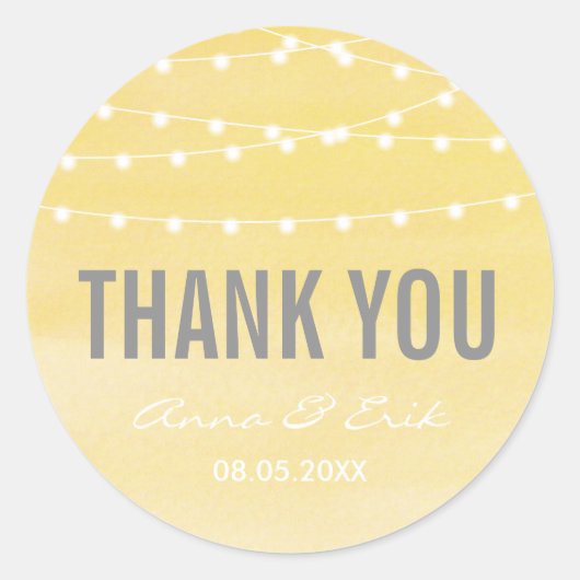 Waterverf String Lights Wedding Ronde Sticker (Voorkant)