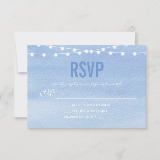 Waterverf String Lights Wedding RSVP Kaartje (Voorkant)