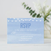 Waterverf String Lights Wedding RSVP Kaartje (Staand voorkant)