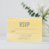 Waterverf String Lights Wedding RSVP Kaartje (Staand voorkant)