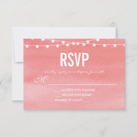 Waterverf String Lights Wedding RSVP Kaartje (Voorkant)