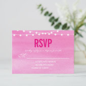 Waterverf String Lights Wedding RSVP Kaartje (Staand voorkant)