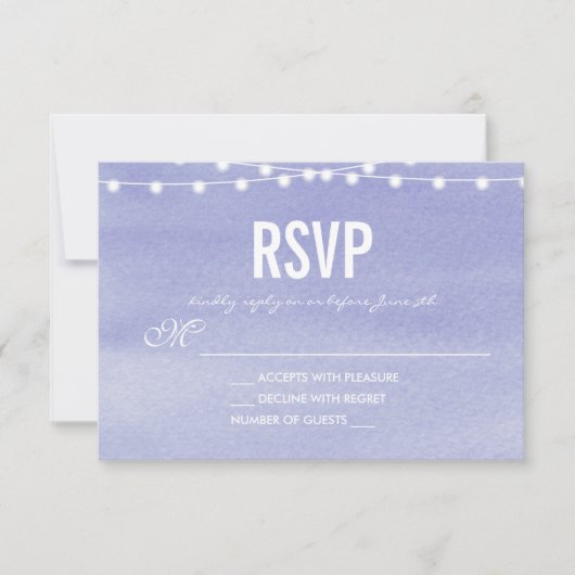 Waterverf String Lights Wedding RSVP Kaartje (Voorkant)