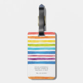 Waterverf Stripe Monogram Script Aangepast Bagagelabel (Achterkant verticaal)