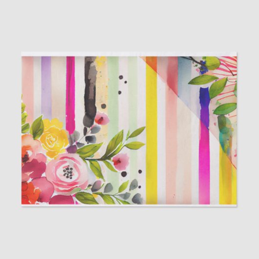 Waterverf Stripe Speelse Whimsical Roze Decoupage Tissuepapier (Voorkant)