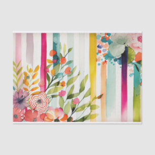 Waterverf Stripe Speelse Whimsical Roze Decoupage Tissuepapier