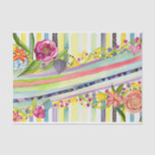 Waterverf Stripe Speelse Whimsy Flowers Decoupage Tissuepapier (Voorkant)