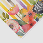 Waterverf Stripe Speelse Whimsy Flowers Decoupage Tissuepapier (Detail)