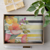 Waterverf Stripe Speelse Whimsy Flowers Decoupage Tissuepapier (Geschenk)