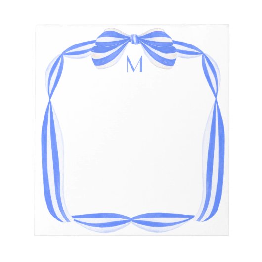 Waterverf Striped Bbon Bow Monogram Blocnote (Voorkant)