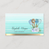 Waterverf Stripes Bakery Hand Tools Flowers Visitekaartje (Voorkant)