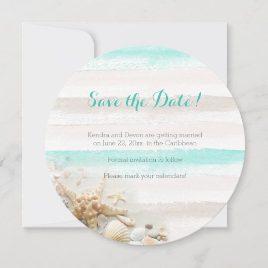 Waterverf Stripes Beach Thema Save the Date (Voorkant)