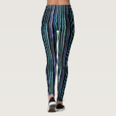 Waterverf Stripes, blauw, groen, Lila op zwart Leggings (Achterkant)
