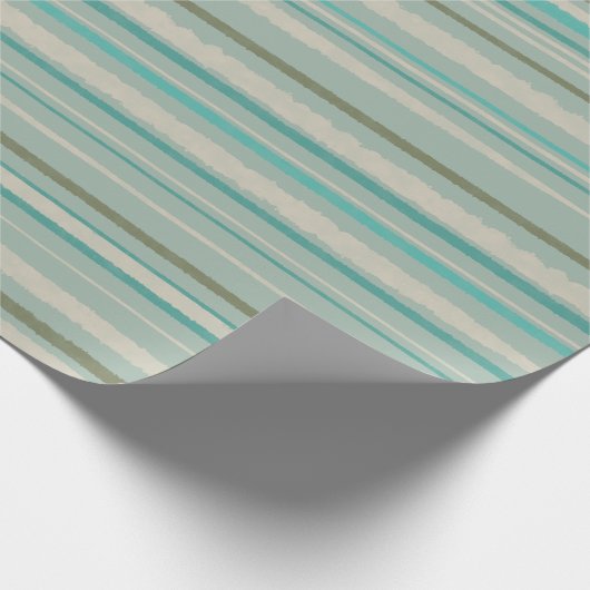 Waterverf Stripes Blauwgroen, Celadon Blue, Olive  Cadeaupapier (Hoek)