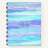 Waterverf Stripes Blue Monogram Notitieboek (Voorkant)