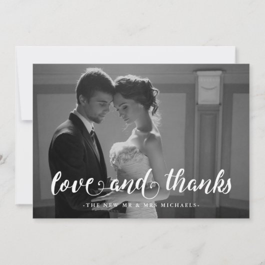 Waterverf Stripes bruiloft Dank u foto Bedankkaart (Voorkant)