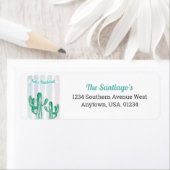 Waterverf Stripes Cactus Feliz Navidad Vakantie Etiket (Insitu)