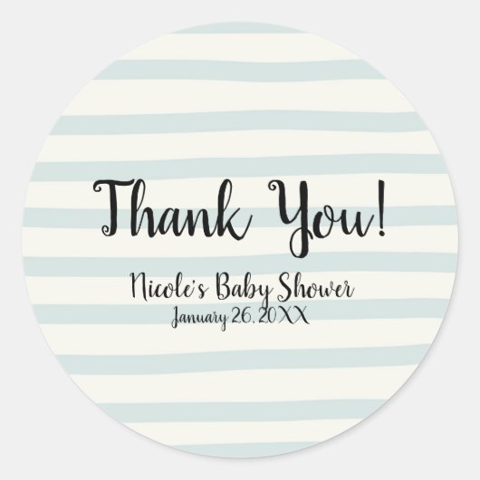 Waterverf Stripes Chic Baby shower Modern Favor Ronde Sticker (Voorkant)