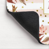 Waterverf Stripes en Floral met goudStippen Muismat (Hoek)