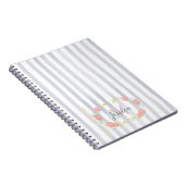 Waterverf Stripes en Floral Monogram Notitieboek (Rechterzijde)