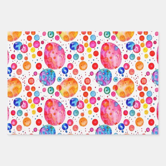 Waterverf Stripes en Polka Dots Kleurrijk Inpakpapier Vel (Voorkant 2)