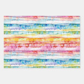 Waterverf Stripes en Polka Dots Kleurrijk Inpakpapier Vel (Voorkant)