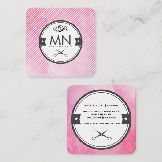 Waterverf Stripes Fancy Stylist Label (Voorkant / Achterkant)