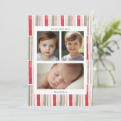 Waterverf Stripes Foto Feestdagenkaart (Staand voorkant)