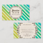 Waterverf Stripes Hair Stylist Afspraakkaarten Afsprakenkaartje (Voorkant / Achterkant)