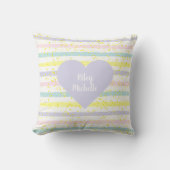 Waterverf Stripes Lavender Heart Kussen (Voorkant)