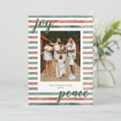 Waterverf Stripes Moderne kerstfotokaart Kaart (Staand voorkant)