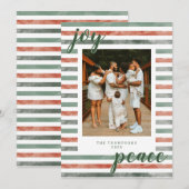 Waterverf Stripes Moderne kerstfotokaart Kaart (Voorkant / Achterkant)